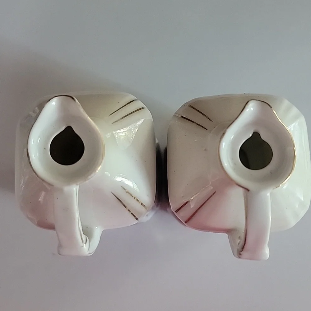 Vintage White and Cream Oil and Vinegar Dispenser Set Czechoslovakia Blue Luster